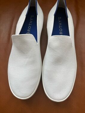 Rothy's Men's White Slip-On Loafers with Navy Insole